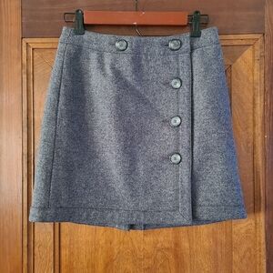 LOFT Wool Blend Button-Front Skirt